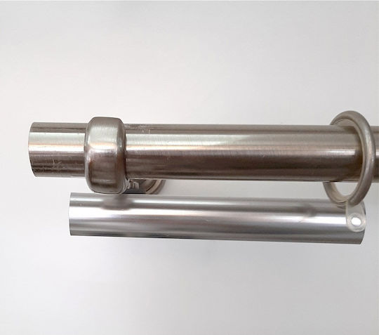Import Hellas Μεταλλικό Κουρτινόξυλο No5 Μονό Φ25mm 200εκ. Ασημί