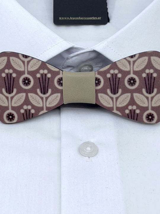 Legend Accessories Wooden Bow Tie Beige COLORFULL