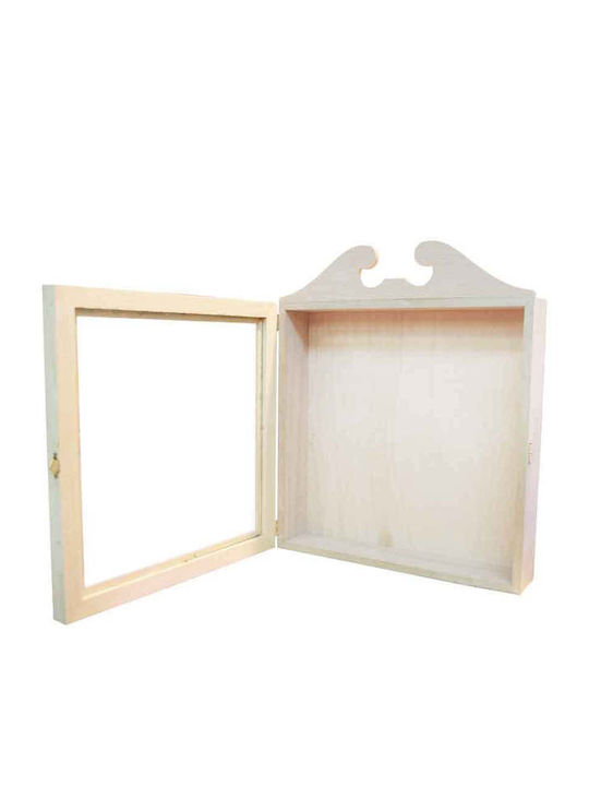 Art & Colour Tabletop Square Wedding Crown Case Wooden Ecru 29x29cm