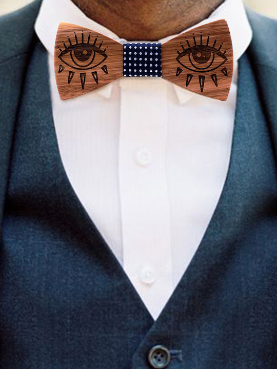 Legend Accessories Wooden Bow Tie Set with Pin, Cufflinks and Pochette Blue