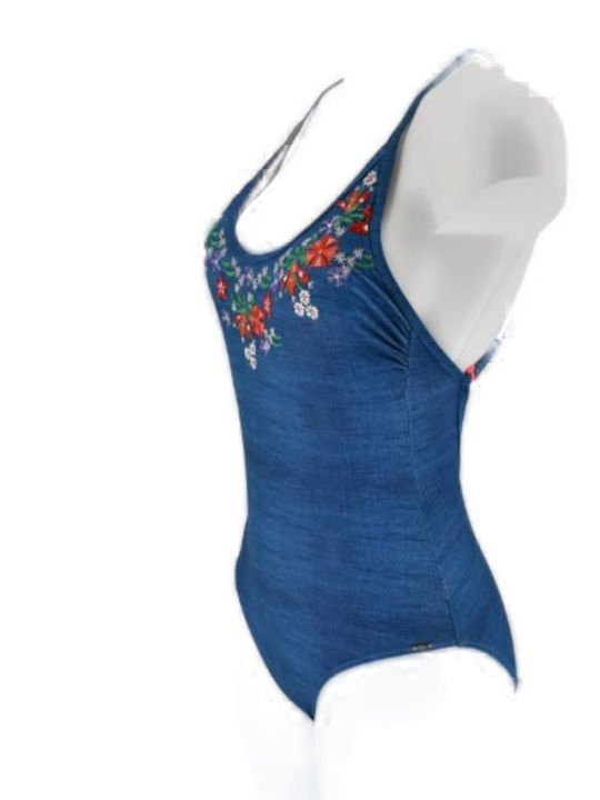 Floral Blue One Piece Swimsuit