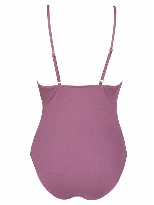 G Secret Slim Strap Padded Swimsuit Purple