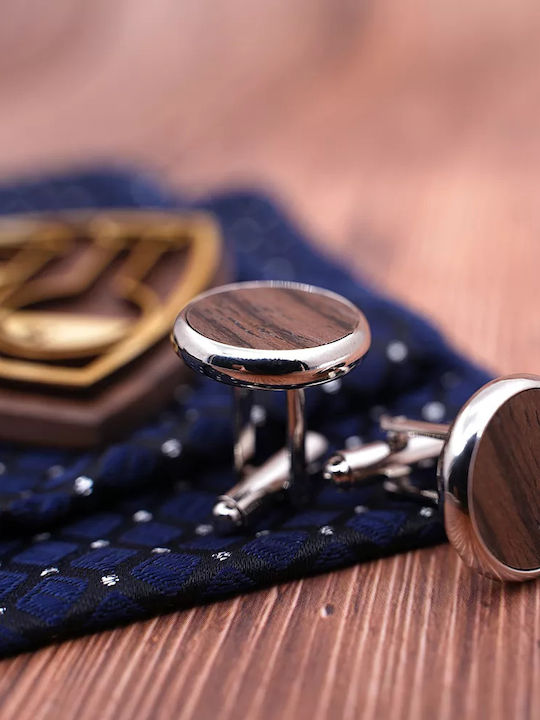 Legend Accessories Комплект Папионка с маншетни копчета и кърпа Тъмносин