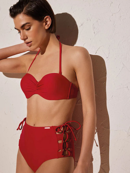 Set Bikini Push Up Ψηλόμεσο Κόκκινο