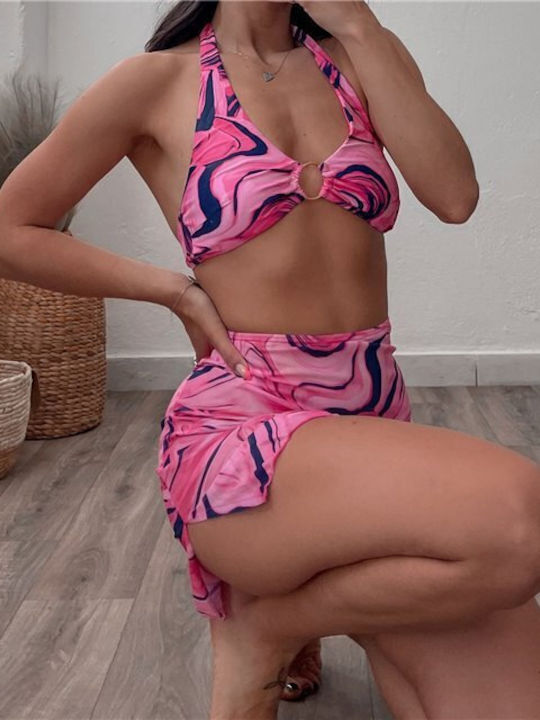 Set Bikini 3 Τεμαχίων Τριγωνάκι Φούξια