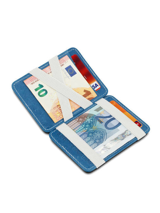 Magic Wallet Δερμάτινο Ανδρικό Πορτοφόλι Καρτών με RFID Μπλε