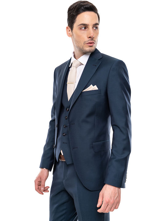 Fragosto Men's Suit with Vest Navy Blue