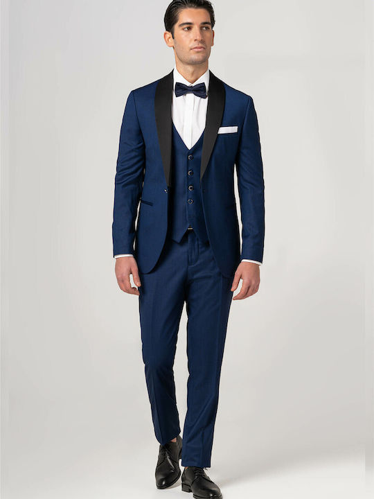 Fragosto Men's Suit with Vest Navy Blue