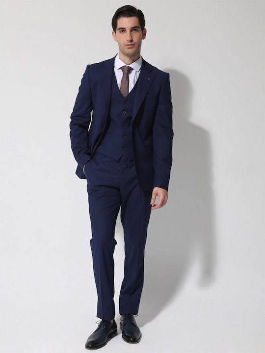 Men's Suit with Vest Blue