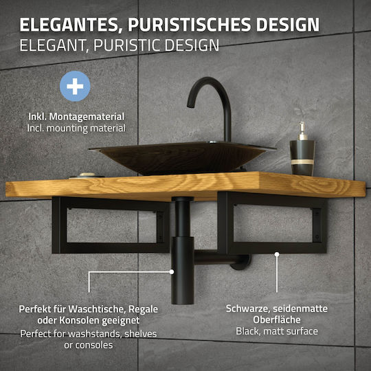 ML-Design Heavy-Duty Metallic Shelf Brackets Black 300x150mm 2pcs 490006960