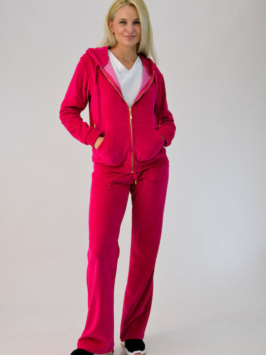 First Woman Damen-Sweatpants-Set Fuchsie Samt