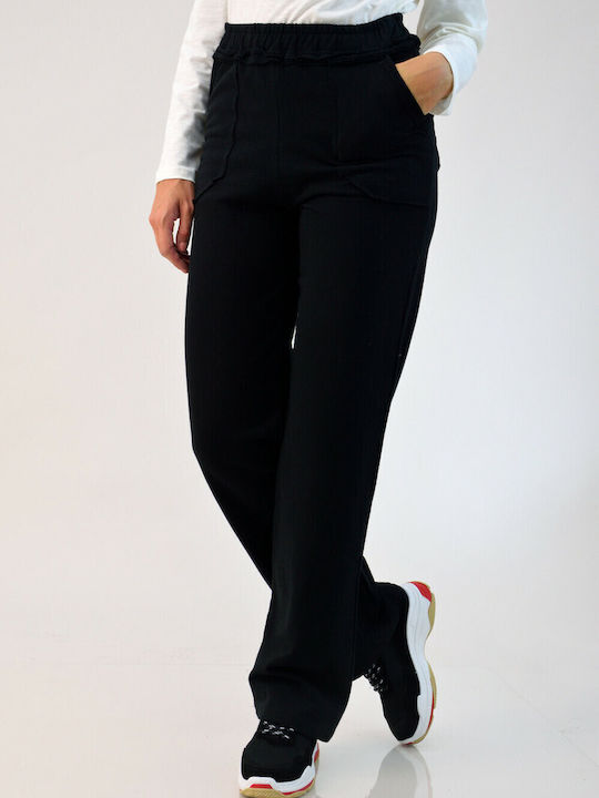 First Woman Pantaloni de trening pentru femei cu cauciuc Negru