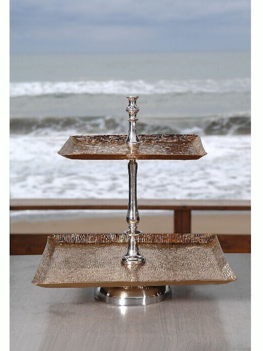 Metallisch Etagere 2 Etagen Gold 1Stück