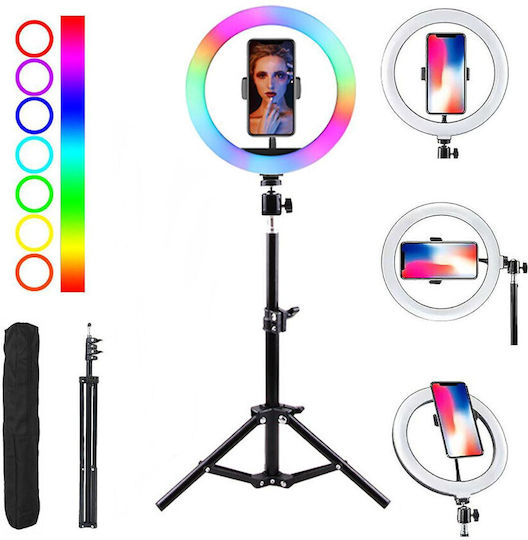 Technovo RGB Ringlicht 56cm und Halterung für Handy