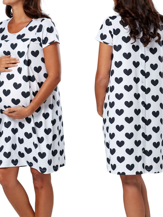 Summer Cotton Formal Occasion Short Sleeve Maternity Dress White
