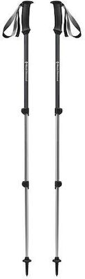 Black Diamond Pair of Telescopic Aluminum Trekking Poles with 3 Sections Trail Explorer Black 531gr