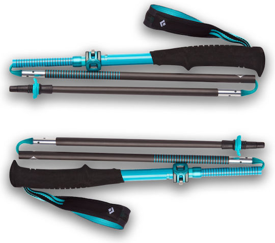 Black Diamond Pair of Compact Carbon Fiber Fast Lock Trekking Poles with 3 Sections Distance Blue 170gr