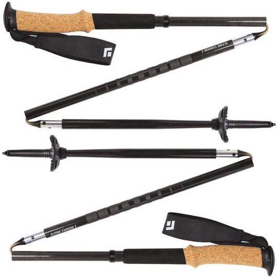 Black Diamond Compact Carbon Fiber Trekking Pole with 3 Sections Black