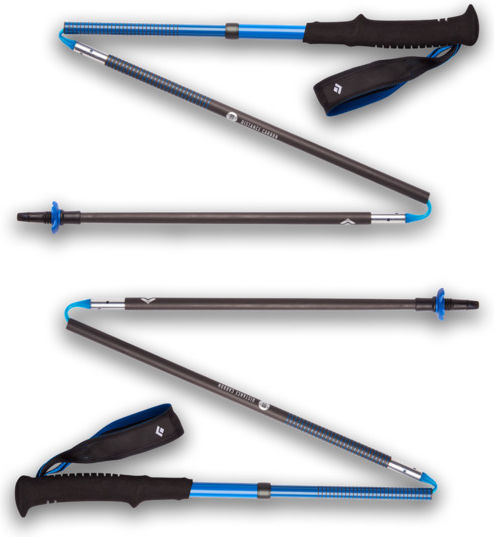 Black Diamond Pair of Compact Carbon Fiber Trekking Poles with 3 Sections Distance Blue 140gr