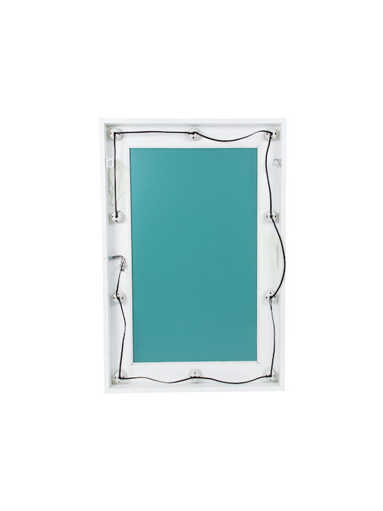 GloboStar Wall Mirror with White Wooden Frame & LED Lighting 90x60cm 1pcs
