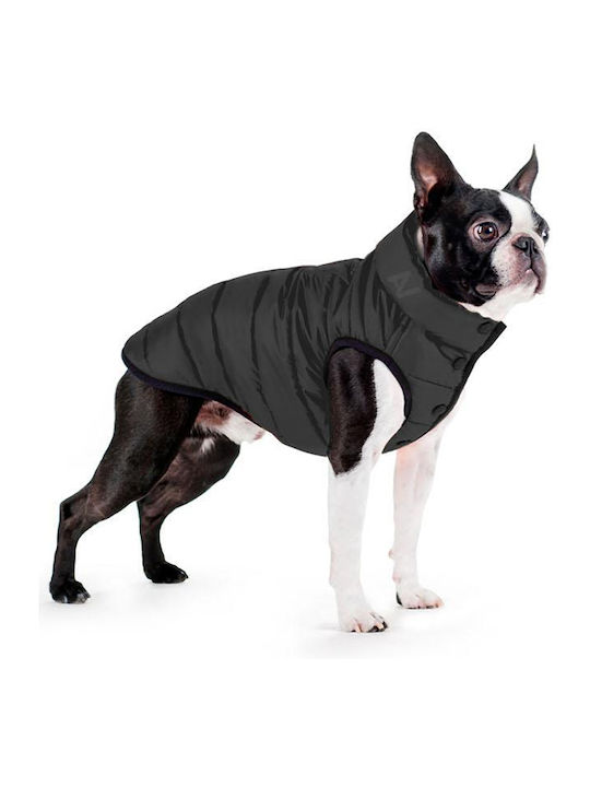 WauDog Black Waterproof Dog Coat with Hood with 22cm Back Length