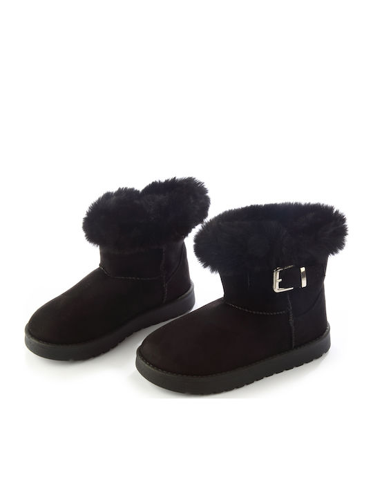 Suede Kids Boots with Zipper Black
