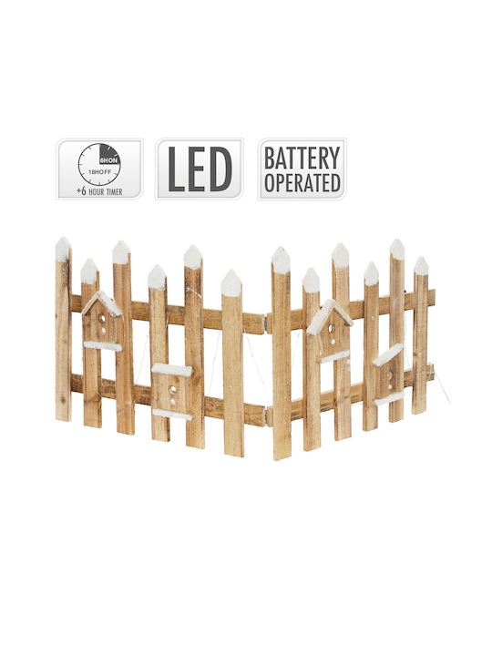 ECD Germany Beleuchtet Weihnachtliche Holz Figur Zaun Braun 39x39x39cm