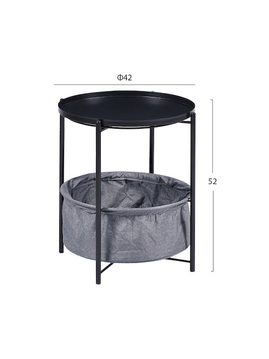 Round Side Table Metal Black L42xW42xH52cm.