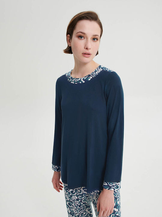 Vamp Winter Damen Pyjama-Set Blau