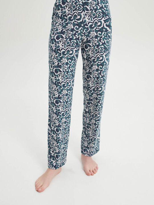Vamp Winter Damen Pyjama-Set Blau