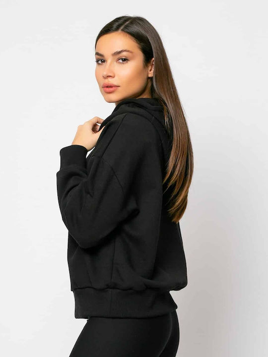 Damen Sweatshirt Kapuzen Schwarz