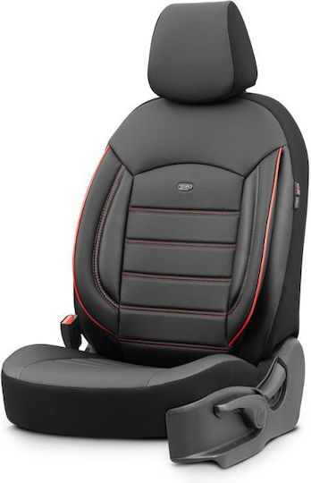 Otom Car Cover Set 11pcs Leatherette Inspire Design Universal Black / Red