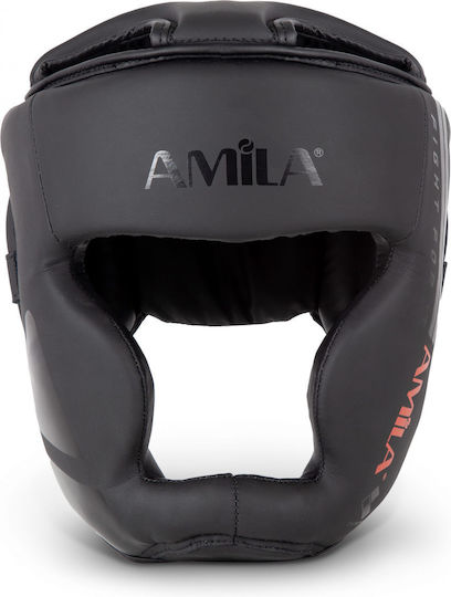 AMILA Kaos Adult Full Face Boxing Headgear Synthetic Leather Black