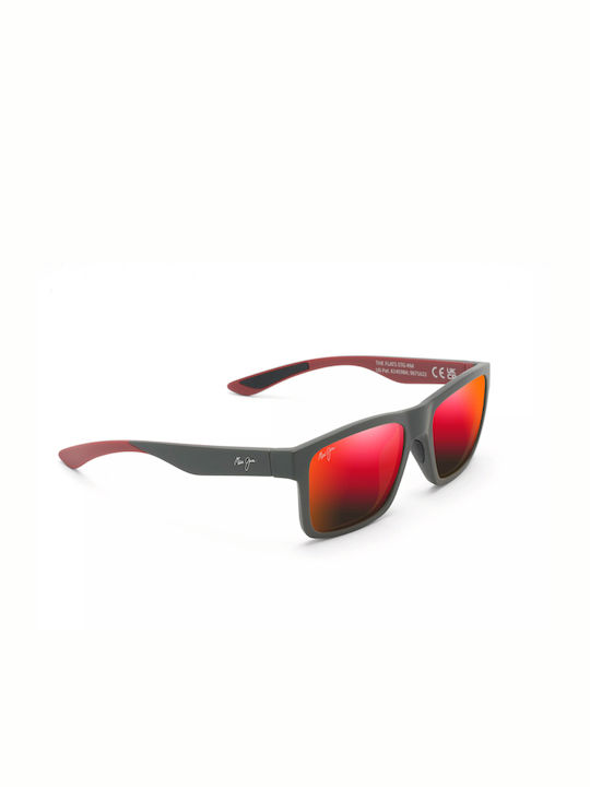 Maui Jim Men's Sunglasses with Black Plastic Frame and Red Polarized Mirror Lens RM897-04