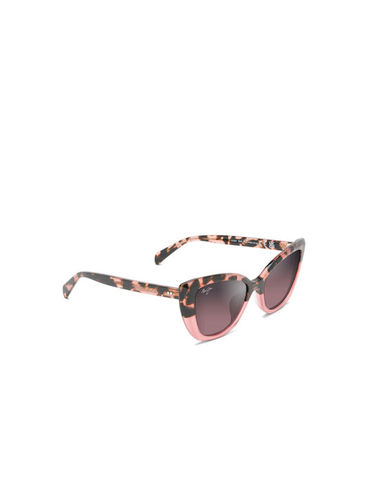 Maui Jim Blossom Women's Sunglasses with Multicolour Tartaruga Plastic Frame and Pink Gradient Polarized Lens RS892-09