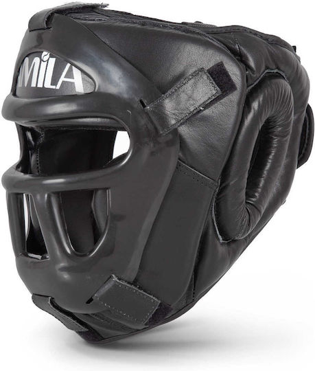 AMILA Adult Full Face Boxing Headgear Leather Black