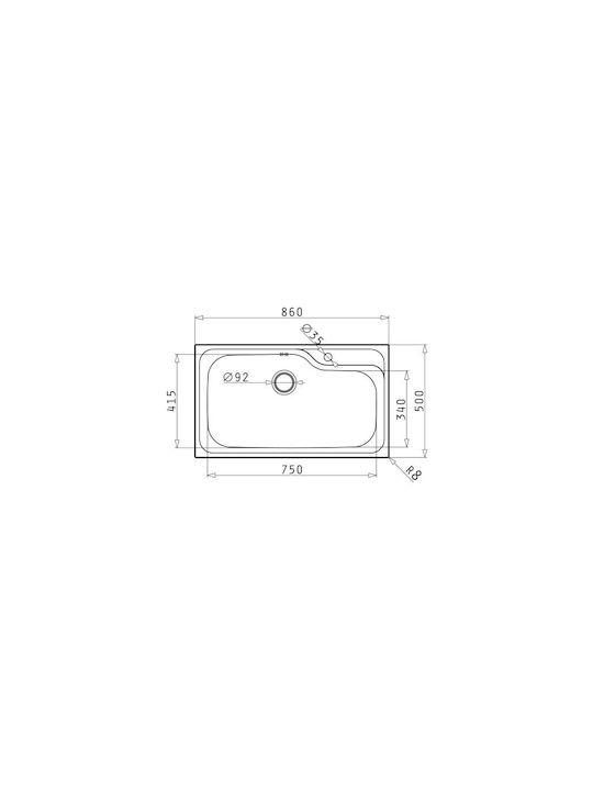 Pyramis Titan 1Β 100138201 Drop-In Sink Inox Satin W86xD50cm Silver