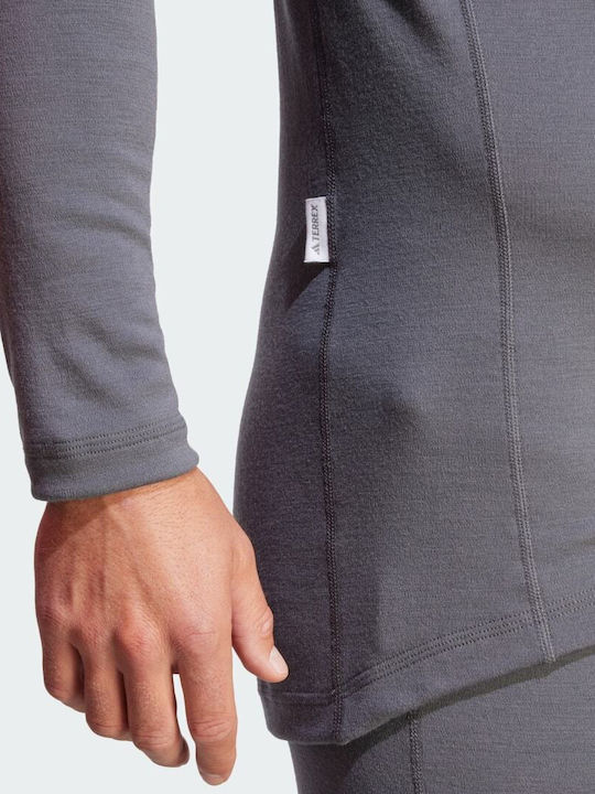 Adidas Xperior Merino 260 Ανδρική Ισοθερμική Μακρυμάνικη Μπλούζα Γκρι