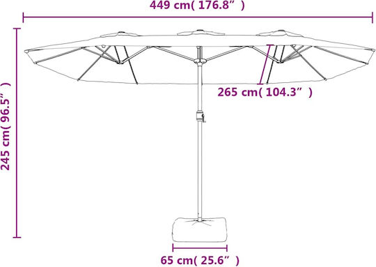 Aluminium Burgundischer Garten- und Terrassen-Sonnenschirm 4.49x2.45xHöhe 2.45 m