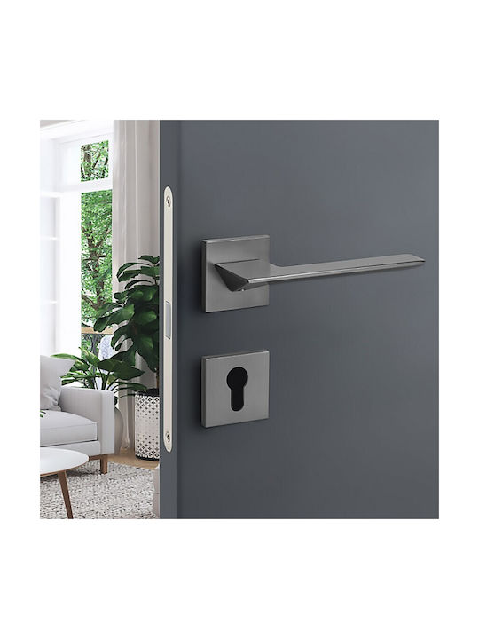 Roline Lever Front Door with Rosette Left K801-03 Gray