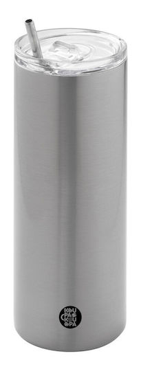 Koupakoupa cat Eco friendly Glass Thermos Stainless Steel BPA Free 600ml Black with Straw
