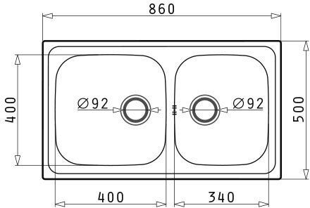 Pyramis Dorian 2B 107169701 Drop-In Sink Left Inox Matte W86xD50cm Silver