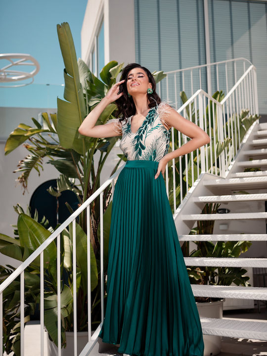 Summer Maxi Dress for Wedding / Baptism Green