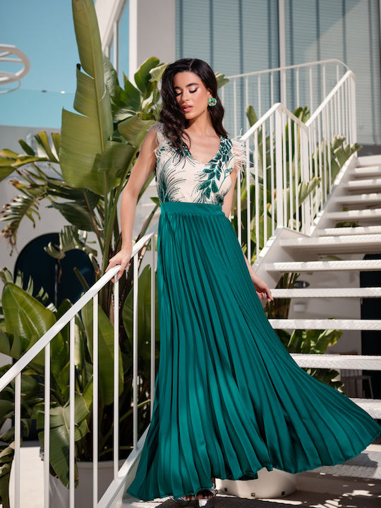 Summer Maxi Dress for Wedding / Baptism Green