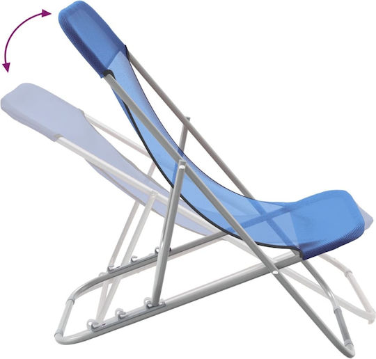 vidaXL Lounger-Armchair Beach with Recline 3 Slots Blue Waterproof 83x57.5x81cm Set of 2pcs