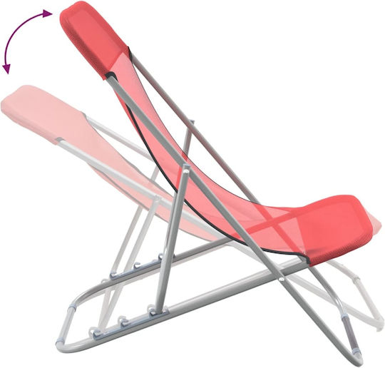 vidaXL Lounger-Armchair Beach with Recline 3 Slots Red Waterproof 83x57.5x81cm Set of 2pcs