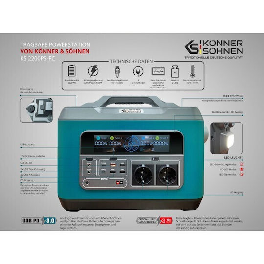 Könner & Söhnen KS 2200PS-FC Power Station 2200Wh