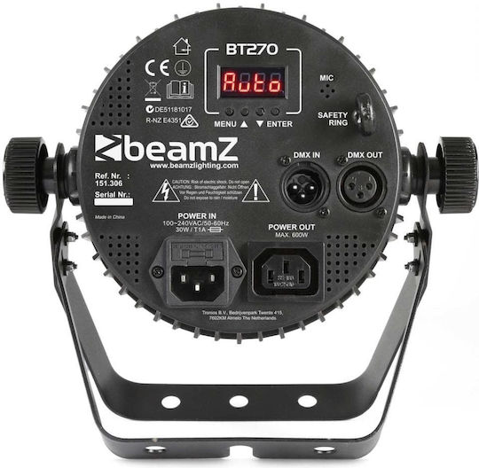 BeamZPro Mod de lumină LED PAR DMX BT280 Amber / UV / Roșu / Roșu / Verde / Alb natural