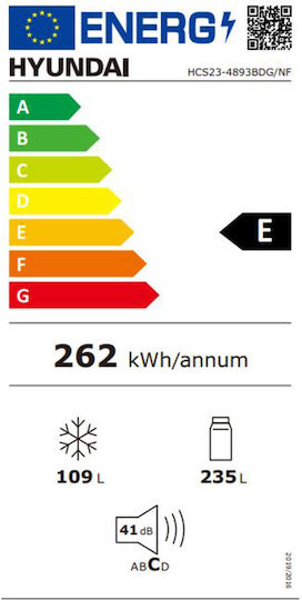 Hyundai Kühl-Gefrierkombination 344Es Total NoFrost H195xB60xT65.8cm. Dark Inox HCS23-4893BDG/NF