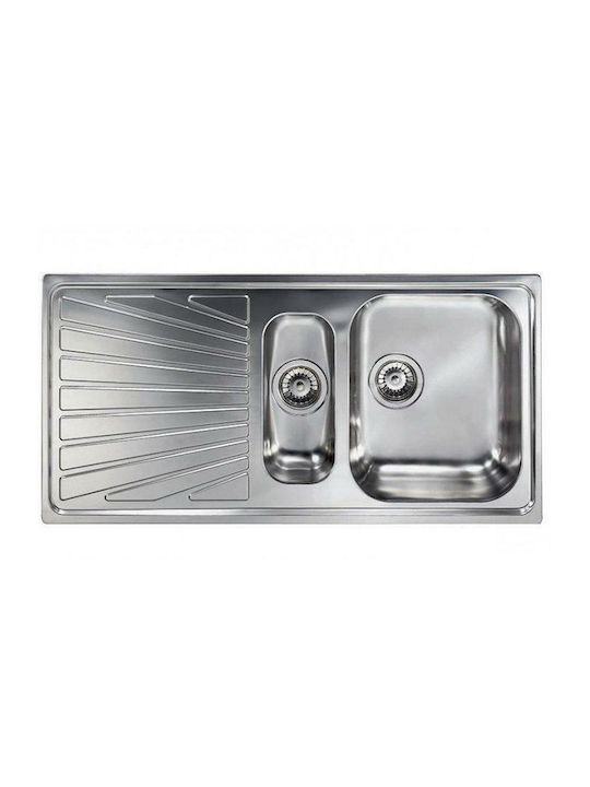Sanitec Ένθετος Νεροχύτης Αριστερός Inox Σαγρέ Μ100xΠ50cm Ασημί